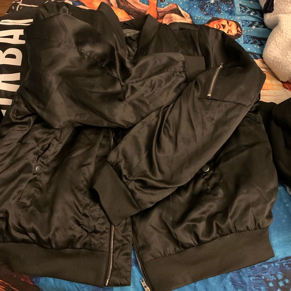 Plus size black aviator jacket 3X